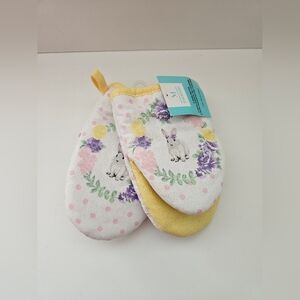 Martha Stewart Easter Bunny Mini Oven Mitts Set – Purple Floral & Polka Dot